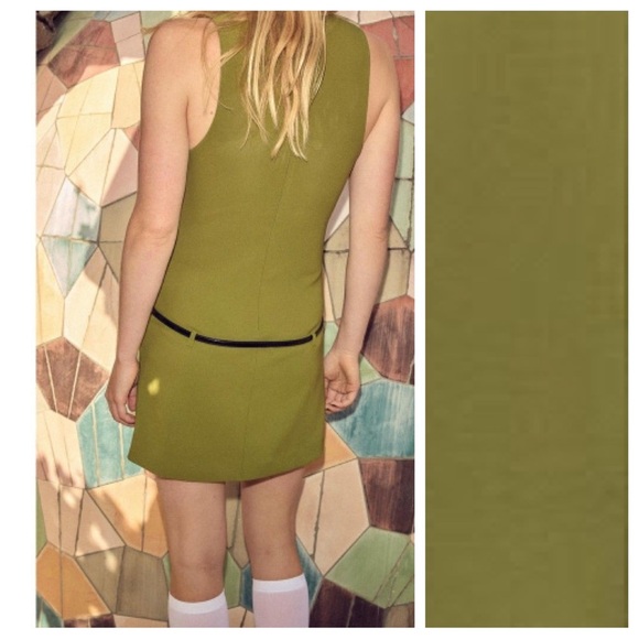NWT. Zara Green Sleeveless Belted V-Neck Mini Dress. Size XXL. - Picture 5 of 13